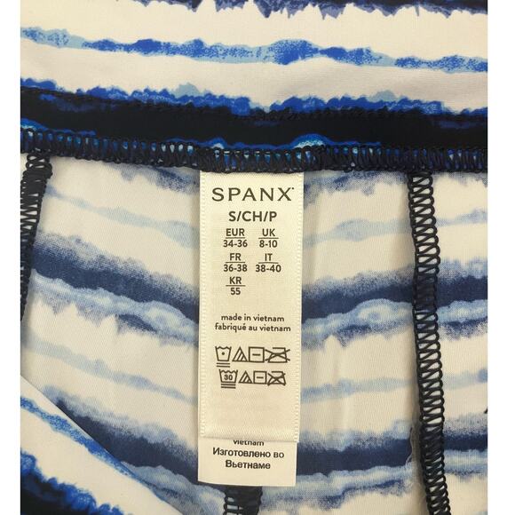 New SPANX Blue White Painted Stripe Sunshine Shorts 6'' Small - Picture 7 of 7